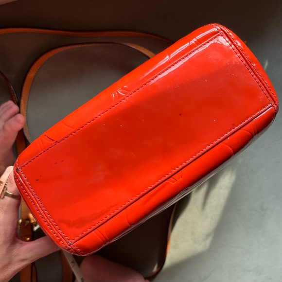 Coach Orange Patent Leather Crossbody Tote Shoulder Bag Zipper Closure Vintage - Picture 7 of 17